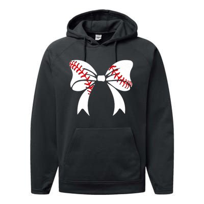 Baseball Bow Baseball Mom Mothers Day Women Baseball Mama Performance Fleece Hoodie