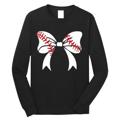 Baseball Bow Baseball Mom Mothers Day Women Baseball Mama Long Sleeve Shirt