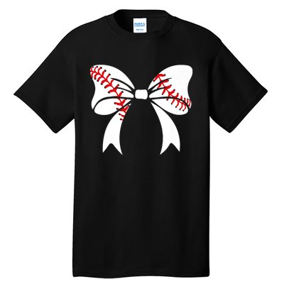 Baseball Bow Baseball Mom Mothers Day Women Baseball Mama Tall T-Shirt