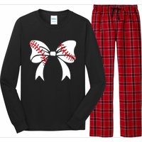 Baseball Bow Baseball Mom Mothers Day Women Baseball Mama Long Sleeve Pajama Set