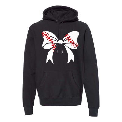 Baseball Bow Baseball Mom Mothers Day Women Baseball Mama Premium Hoodie