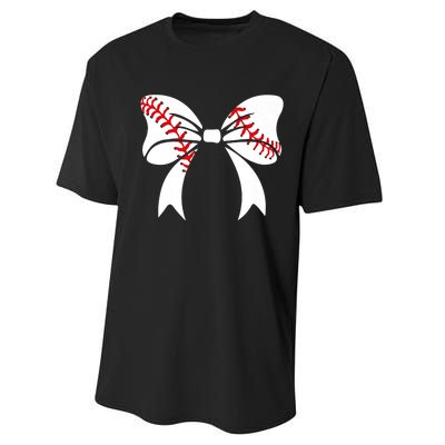 Baseball Bow Baseball Mom Mothers Day Women Baseball Mama Performance Sprint T-Shirt