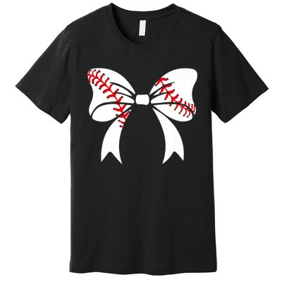 Baseball Bow Baseball Mom Mothers Day Women Baseball Mama Premium T-Shirt