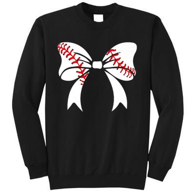 Baseball Bow Baseball Mom Mothers Day Women Baseball Mama Tall Sweatshirt