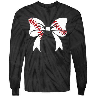 Baseball Bow Baseball Mom Mothers Day Women Baseball Mama Tie-Dye Long Sleeve Shirt