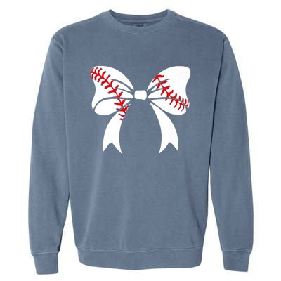 Baseball Bow Baseball Mom Mothers Day Women Baseball Mama Garment-Dyed Sweatshirt