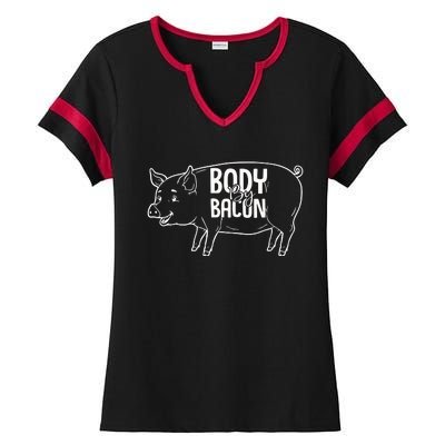 Body By Bacon Graphic Ladies Halftime Notch Neck Tee