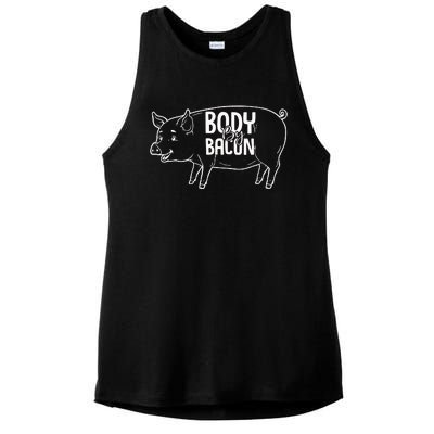 Body By Bacon Graphic Ladies PosiCharge Tri-Blend Wicking Tank