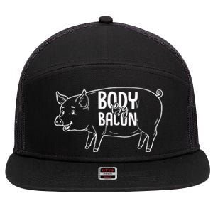 Body By Bacon Graphic 7 Panel Mesh Trucker Snapback Hat