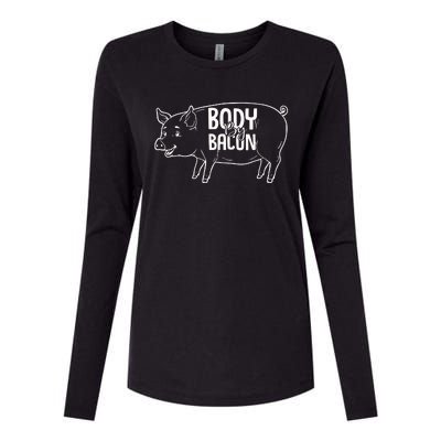 Body By Bacon Graphic Womens Cotton Relaxed Long Sleeve T-Shirt