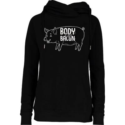 Body By Bacon Graphic Womens Funnel Neck Pullover Hood