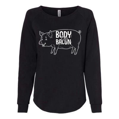 Body By Bacon Graphic Womens California Wash Sweatshirt