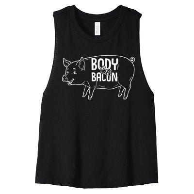 Body By Bacon Graphic Women's Racerback Cropped Tank