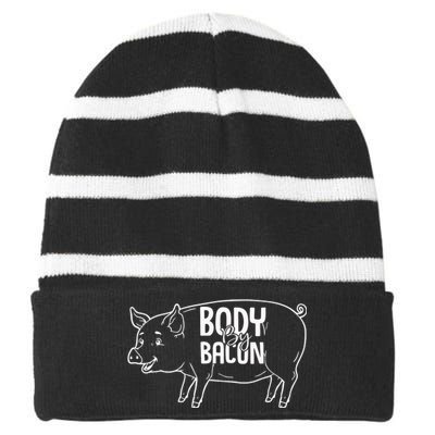 Body By Bacon Graphic Striped Beanie with Solid Band