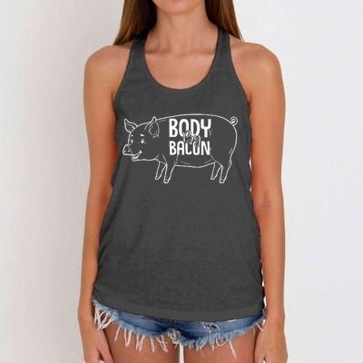 Body By Bacon Graphic Women's Knotted Racerback Tank