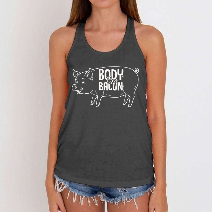 Body By Bacon Graphic Women's Knotted Racerback Tank