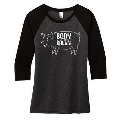 Body By Bacon Graphic Women's Tri-Blend 3/4-Sleeve Raglan Shirt