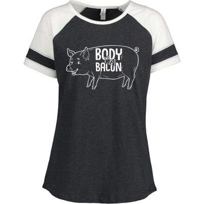 Body By Bacon Graphic Enza Ladies Jersey Colorblock Tee