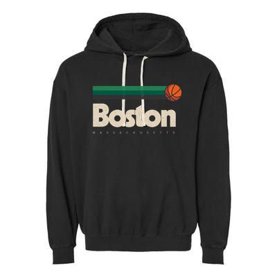 Boston Basketball BBall Massachusetts Green Retro Boston Garment-Dyed Fleece Hoodie