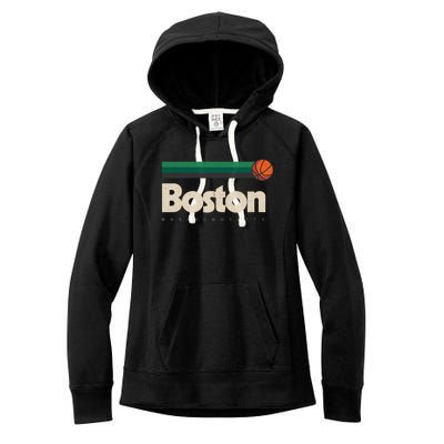 Boston Basketball BBall Massachusetts Green Retro Boston Women's Fleece Hoodie