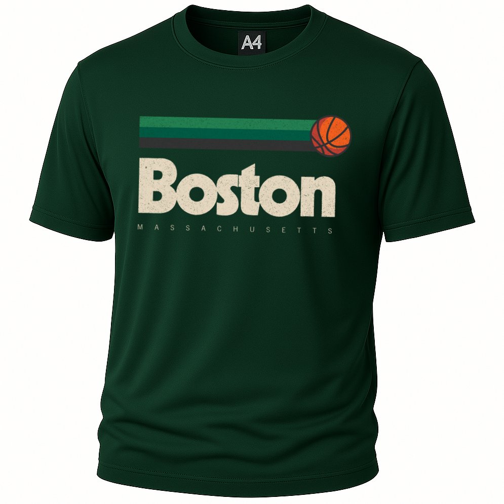 Boston Basketball BBall Massachusetts Green Retro Boston Cooling Performance Crew T-Shirt