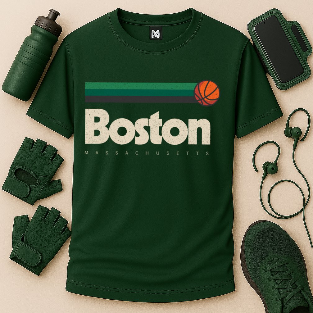 Boston Basketball BBall Massachusetts Green Retro Boston Cooling Performance Crew T-Shirt