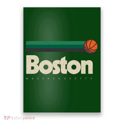 Boston Basketball BBall Massachusetts Green Retro Boston Poster