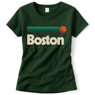 Boston Basketball BBall Massachusetts Green Retro Boston Womens T-Shirt