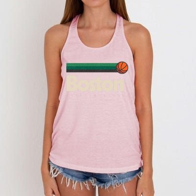 Boston Basketball BBall Massachusetts Green Retro Boston Women's Knotted Racerback Tank