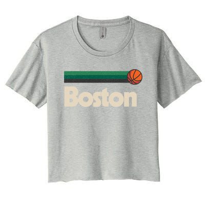 Boston Basketball BBall Massachusetts Green Retro Boston Women's Crop Top Tee