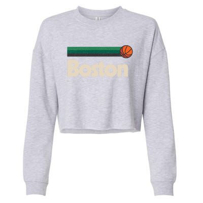 Boston Basketball BBall Massachusetts Green Retro Boston Cropped Pullover Crew