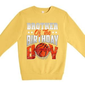 Brother Basketball Birthday Boy Family Baller Bday Party Premium Crewneck Sweatshirt