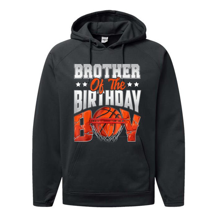 Brother Basketball Birthday Boy Family Baller Bday Party Performance Fleece Hoodie