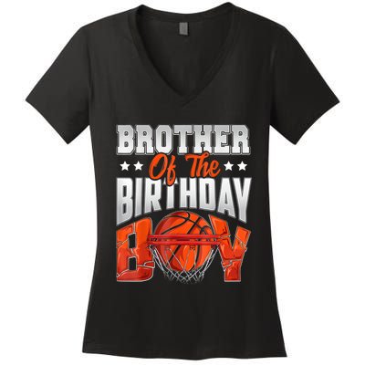 Brother Basketball Birthday Boy Family Baller Bday Party Women's V-Neck T-Shirt