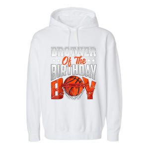 Brother Basketball Birthday Boy Family Baller Bday Party Garment-Dyed Fleece Hoodie