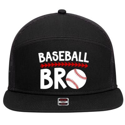 Baseball Bro Best Baseball Brother Baseball PlayerS Brother Gift 7 Panel Mesh Trucker Snapback Hat