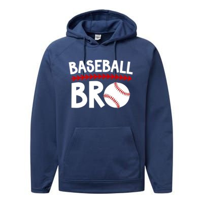 Baseball Bro Best Baseball Brother Baseball PlayerS Brother Gift Performance Fleece Hoodie