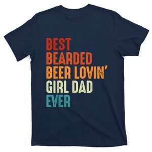 Best Bearded Beer Loving Dad Ever Retro Funny Father T-Shirt