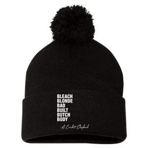 Bleach Blonde Bad Built Butch Body Pom Pom 12in Knit Beanie