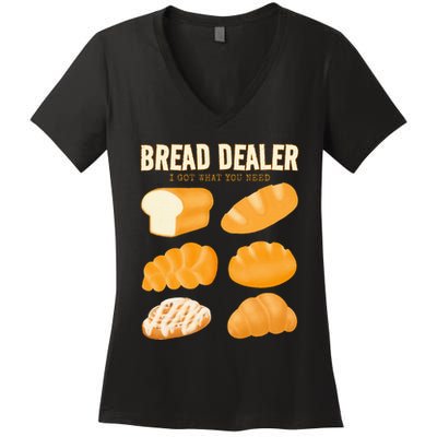 Bread Baker Bread Dealer Making Dough Baking Women's V-Neck T-Shirt