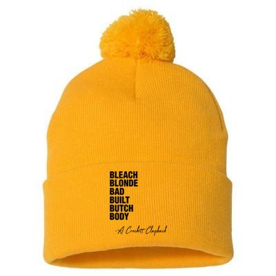 Bleach Blonde Bad Built Butch Body Pom Pom 12in Knit Beanie