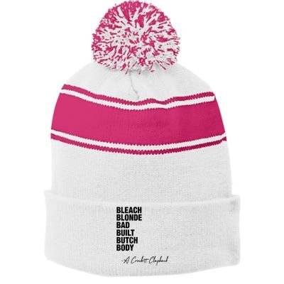 Bleach Blonde Bad Built Butch Body Stripe Pom Pom Beanie