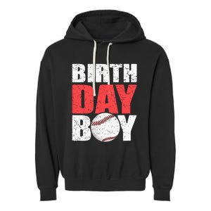 Birthday Baseball Batter Catcher Pitcher Baseball Theme Garment-Dyed Fleece Hoodie