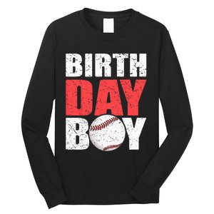 Birthday Baseball Batter Catcher Pitcher Baseball Theme Long Sleeve Shirt