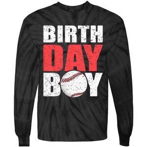 Birthday Baseball Batter Catcher Pitcher Baseball Theme Tie-Dye Long Sleeve Shirt