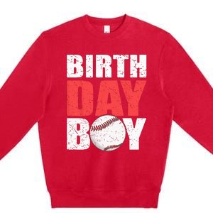 Birthday Baseball Batter Catcher Pitcher Baseball Theme Premium Crewneck Sweatshirt