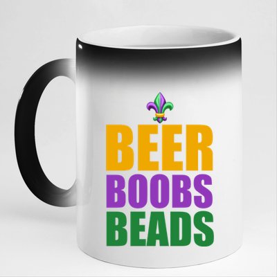 Beer Boobs Beads Mardi Gras Celebration 11oz Black Color Changing Mug