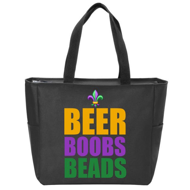 Beer Boobs Beads Mardi Gras Celebration Zip Tote Bag