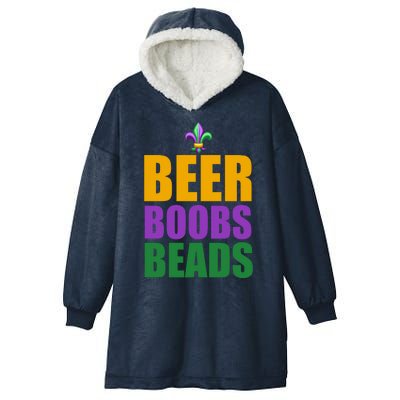 Beer Boobs Beads Mardi Gras Celebration Hooded Wearable Blanket