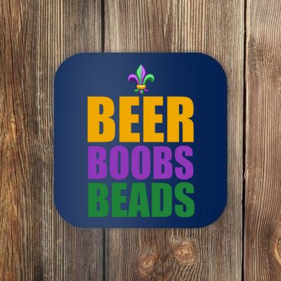 Beer Boobs Beads Mardi Gras Celebration Coaster